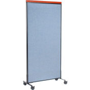 Interion® Mobile Deluxe Office Partition Panel, 36-1/4"W x 76-1/2"H, Blue