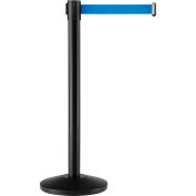 Global Industrial™ Crowd Control Stanchion, 39"H Black Post, 7-1/2' Blue Retractable Belt - Pkg Qty 2