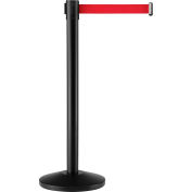 Global Industrial Retractable Belt Barrier, 39" Black Post, 7-1/2' Red Belt - Pkg Qty 2
