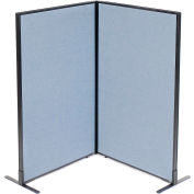 Interion® Freestanding 2-Panel Corner Room Divider, 36-1/4"W x 60"H Panels, Blue