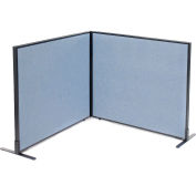 Interion® Freestanding 2-Panel Corner Room Divider, 48-1/4"W x 42"H Panels, Blue