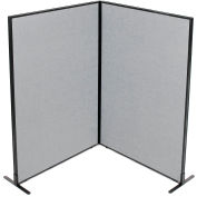 Interion® Freestanding 2-Panel Corner Room Divider, 48-1/4"W x 72"H Panels, Gray