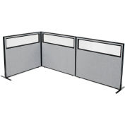Interion® Freestanding 3-Panel Corner Room Divider w/Partial Window 48-1/4"W x 42"H Panels Gray