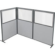 Interion® Freestanding 3-Panel Corner Room Divider w/Partial Window 48-1/4"W x 72"H Panels Gray