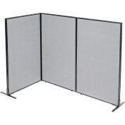 Interion® Freestanding 3-Panel Corner Room Divider, 36-1/4"W x 60"H Panels, Gray