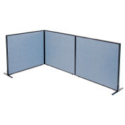 Interion® Freestanding 3-Panel Corner Room Divider, 48-1/4"W x 42"H Panels, Blue