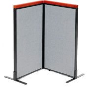 Interion® Deluxe Freestanding 2-Panel Corner Room Divider, 24-1/4"W x 43-1/2"H Panels, Gray