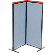 Interion® Deluxe Freestanding 2-Panel Corner Room Divider, 24-1/4"W x 61-1/2"H Panels, Blue