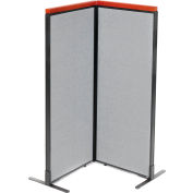 Interion® Deluxe Freestanding 2-Panel Corner Room Divider, 24-1/4"W x 61-1/2"H Panels, Gray