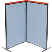 Interion® Deluxe Freestanding 2-Panel Corner Room Divider, 36-1/4"W x 61-1/2"H Panels, Blue