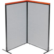 Interion® Deluxe Freestanding 2-Panel Corner Room Divider, 36-1/4"W x 61-1/2"H Panels, Gray