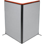 Interion® Deluxe Freestanding 2-Panel Corner Room Divider, 48-1/4"W x 73-1/2"H Panels, Gray