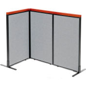 Interion® Deluxe Freestanding 3-Panel Corner Room Divider, 24-1/4"W x 43-1/2"H Panels, Gray