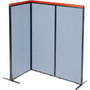 Interion® Deluxe Freestanding 3-Panel Corner Room Divider, 24-1/4"W x 61-1/2"H Panels, Blue