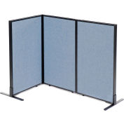 Interion® Freestanding 3-Panel Corner Room Divider, 24-1/4"W x 42"H Panels, Blue