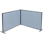 Interion® Freestanding 2-Panel Corner Room Divider, 60-1/4"W x 42"H Panels, Blue