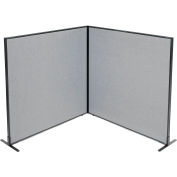 Interion® Freestanding 2-Panel Corner Room Divider, 60-1/4"W x 60"H Panels, Gray