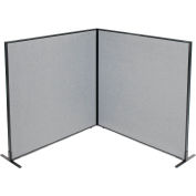 Interion® Freestanding 2-Panel Corner Room Divider, 60-1/4"W x 60"H Panels, Gray