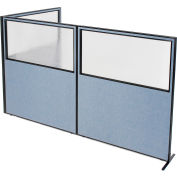 Interion® Freestanding 3-Panel Corner Room Divider w/Partial Window 60-1/4"W x 72"H Panels Blue
