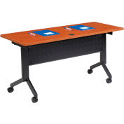 Interion® Flip-Top Training Table, 60"L x 24"W, Cherry