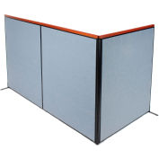 Interion® Deluxe Freestanding 3-Panel Corner Room Divider, 60-1/4"W x 73-1/2"H, Blue