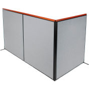 Interion® Deluxe Freestanding 3-Panel Corner Room Divider, 60-1/4"W x 73-1/2"H, Gray