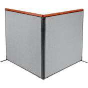 Interion® Deluxe Freestanding 2-Panel Corner Room Divider, 60-1/4"W x 61-1/2"H, Gray