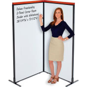 Interion® Deluxe Freestanding 2-Panel Corner Room Divider with Whiteboard, 36-1/4"W x 73-1/2"H