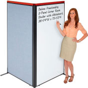 Interion® Deluxe Freestanding 2-Panel Corner Room Divider w/Whiteboard 36-1/4"W x 73-1/2"H Blue