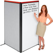 Interion® Deluxe Freestanding 2-Panel Corner Room Divider w/Whiteboard 36-1/4"W x 73-1/2"H Gray