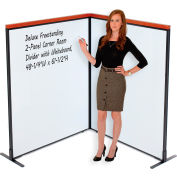 Interion® Deluxe Freestanding 2-Panel Corner Room Divider with Whiteboard, 48-1/4"W x 61-1/2"H