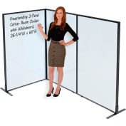 Interion® Freestanding 3-Panel Corner Room Divider with Whiteboard, 36-1/4"W x 60"H