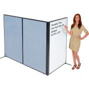 Interion® Freestanding 3-Panel Corner Room Divider with Whiteboard, 36-1/4"W x 60"H, Blue