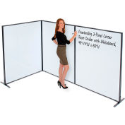 Interion® Freestanding 3-Panel Corner Room Divider with Whiteboard, 48-1/4"W x 60"H