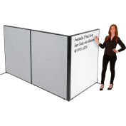 Interion® Freestanding 3-Panel Corner Room Divider with Whiteboard, 48-1/4"W x 60"H, Gray