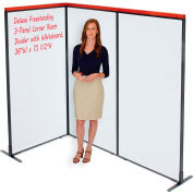 Interion® Deluxe Freestanding 3-Panel Corner Room Divider with Whiteboard, 36-1/4"W x 73-1/2"H