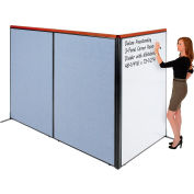 Interion® Deluxe Freestanding 3-Panel Corner Room Divider w/Whiteboard 48-1/4"W x 73-1/2"H Blue