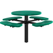 Global Industrial™ 46" Round Picnic Table, In Ground Mount, Expanded Metal, Green