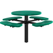 Global Industrial 46" Round Picnic Table, In Ground Mount, Expanded Metal, Green