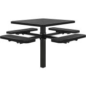 Global Industrial 46" Square In-Ground Mount Outdoor Steel Picnic Table, Expanded Metal, Black