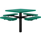 Global Industrial 46" Square Picnic Table, In Ground Mount, Expanded Metal, Green