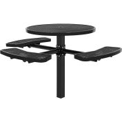 Global Industrial 46" Round Picnic Table, In Ground Mount, ADA Compliant, Black