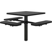 Global Industrial 46" ADA Square In-Ground Mount Outdoor Steel Picnic Table, Black