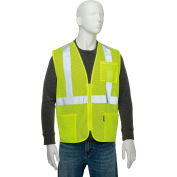 Global Industrial Class 2 Hi-Vis Safety Vest, 2" Reflective Strips, Polyester Mesh, Lime, Size L