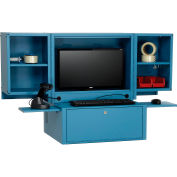 Global Industrial&#153; Countertop Fold-Out Computer Cabinet, Blue