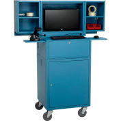 Global Industrial&#153; Mobile Fold-Out Computer Cabinet, Blue, Unassembled