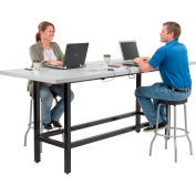 Interion® Standing Height Table With Power, 96"Lx36"W, Gray