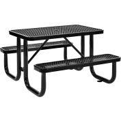 Global Industrial 4' Rectangular Picnic Table, Expanded Metal, Black
