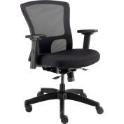 Interion® 24 Hour Mesh Back Chair w/ Mid Back & Adjustable Arms, Fabric, Black