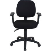 Interion® 24 Hour Task Chair With Mid Back, Adjustable Arms, Fabric, Black